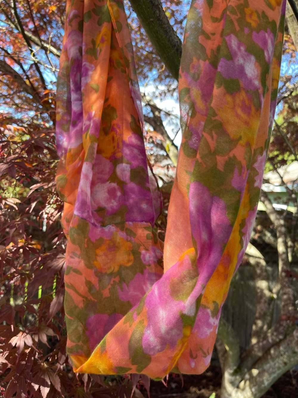 5/$25 Infinity Scarf in Vibrant Florals: Pink, Orange & Olive